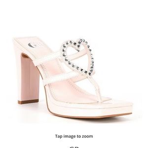 GB, the Heart-Break Rhinestone Heart Platform Thong Sandals